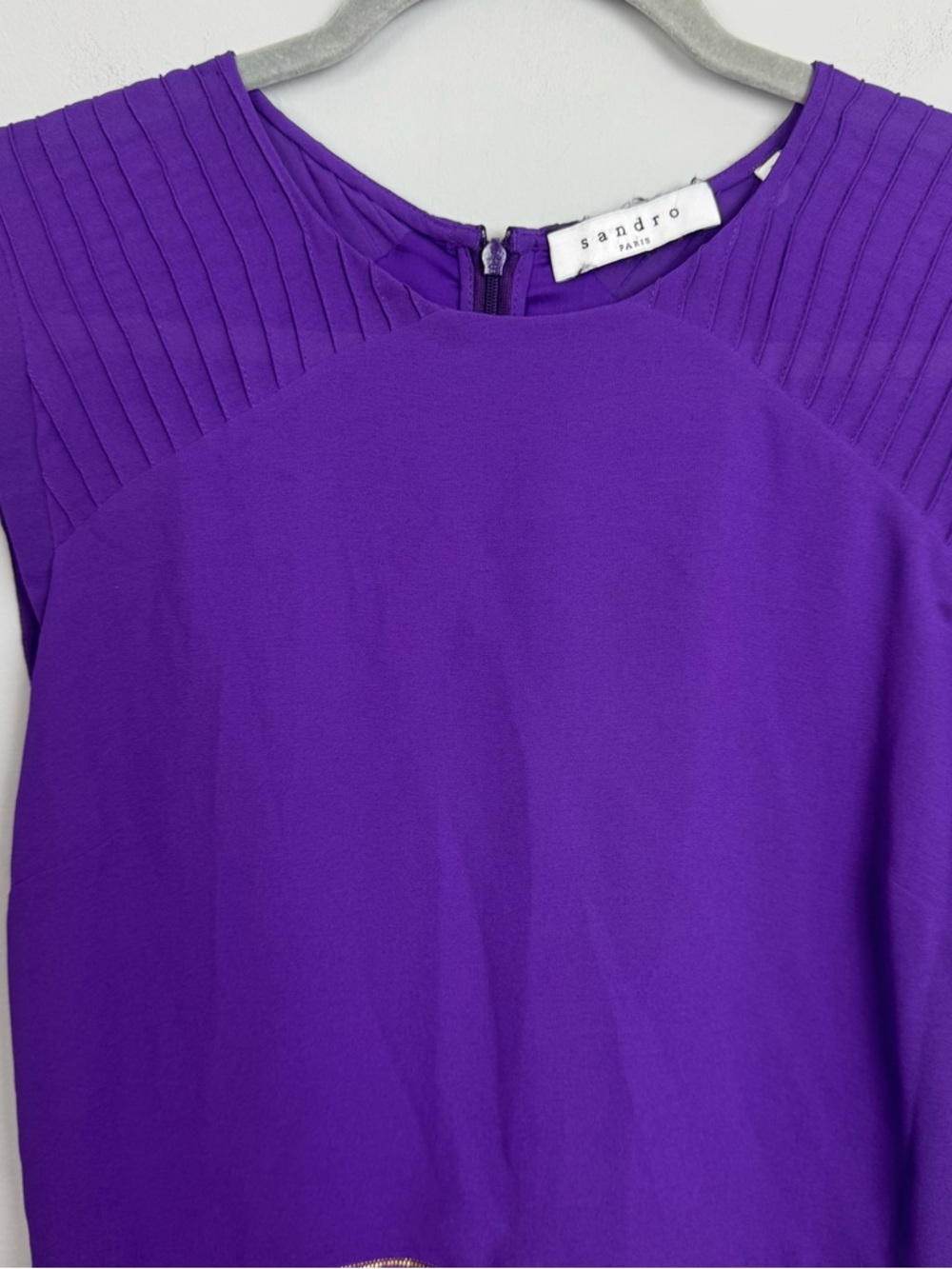 SANDRO PARIS | Purple Sleeveless Sheath Dress with Zipper Waist Women’s Size 8 - Picture 5 of 12